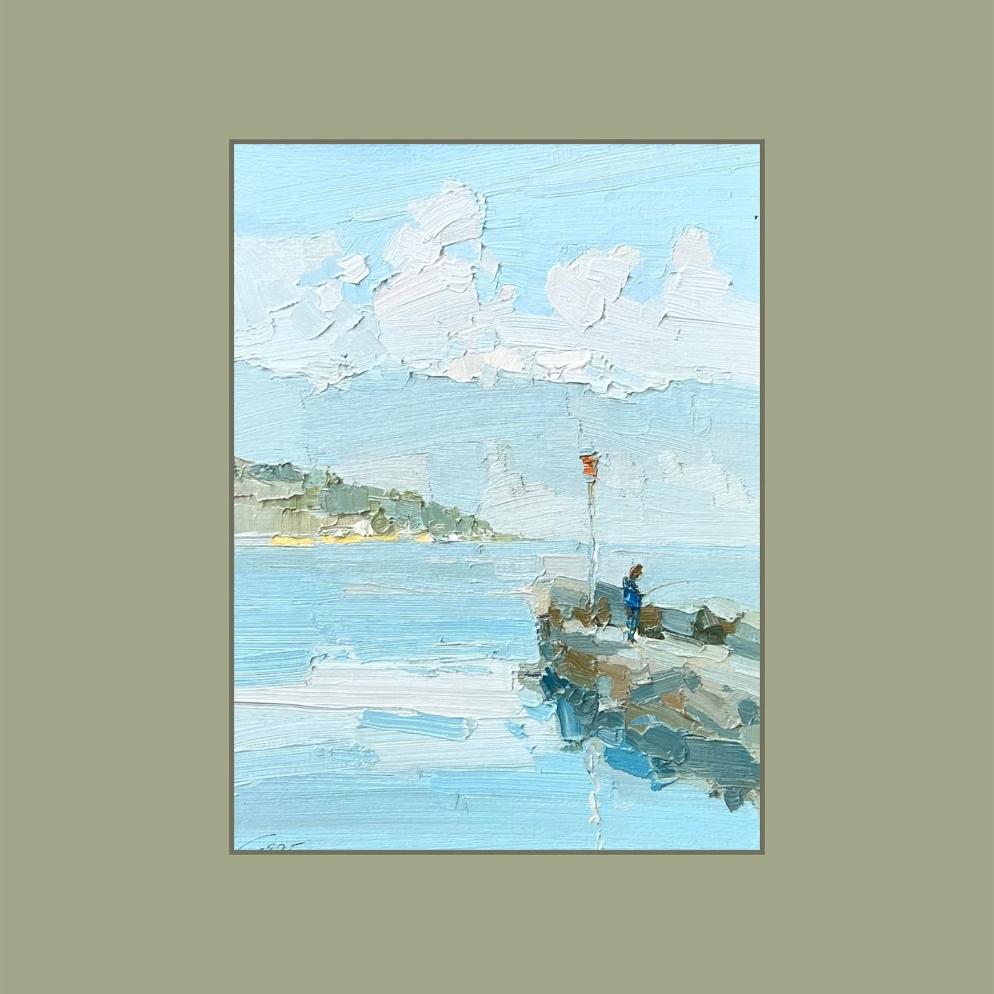 Fishing in spring. April, 9th 2025. Lutry Port. 19x25.5 cm