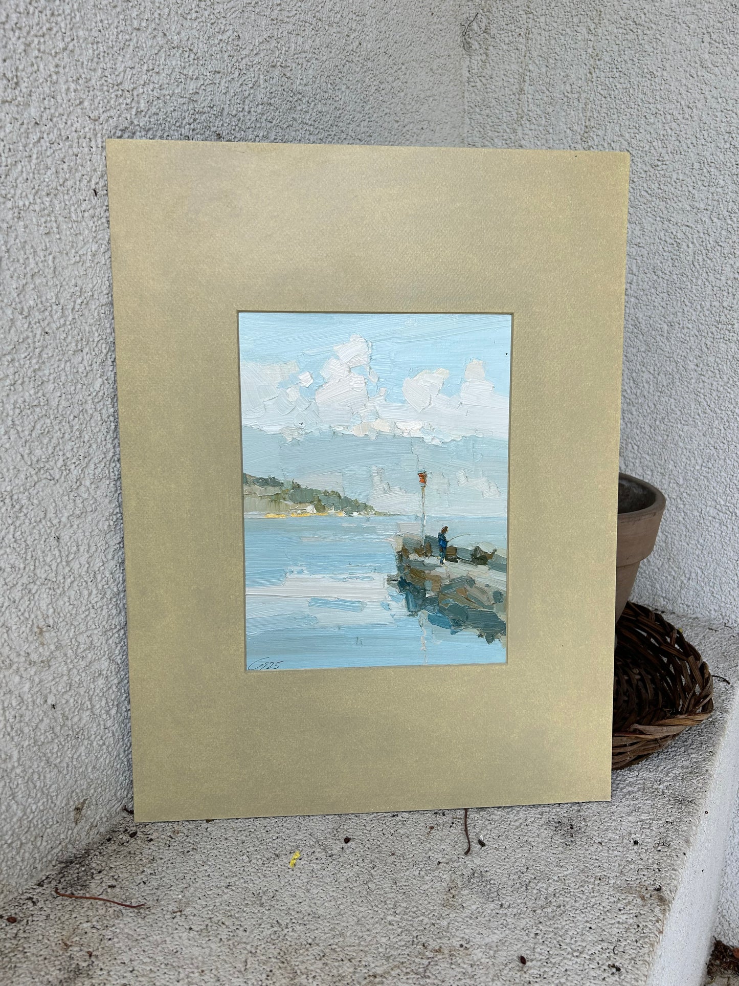 Fishing in spring. April, 9th 2025. Lutry Port. 19x25.5 cm