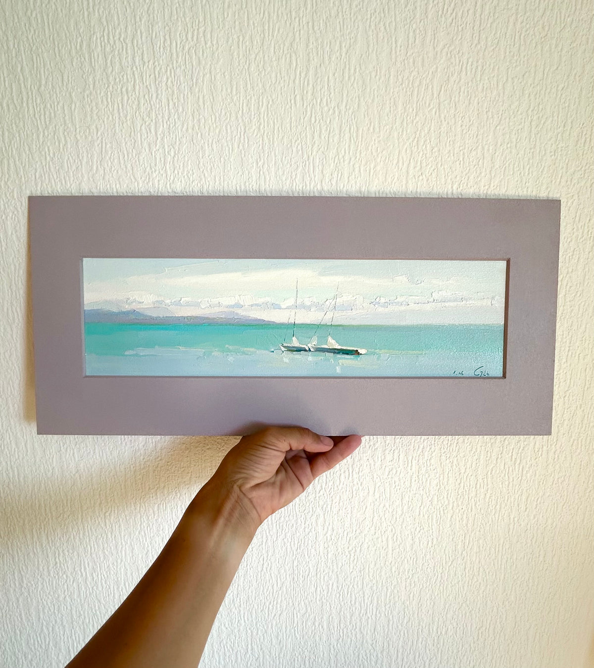 ! First summer day. Lutry. Two boats. 1.06.2026. 10x37 cm