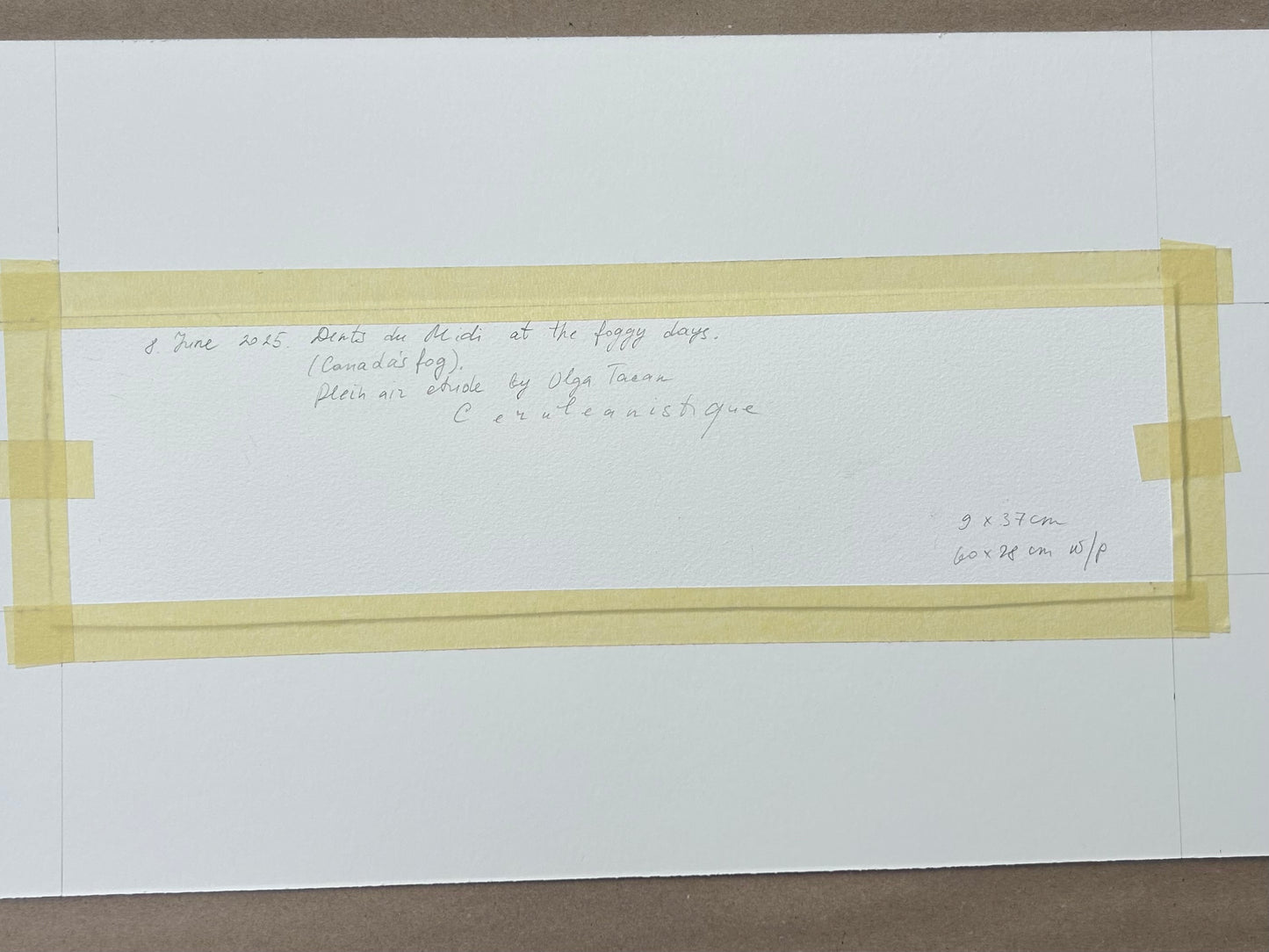 Dents du Midi at foggy days (Canadian fog). 8 June 2025. 9x37 cm