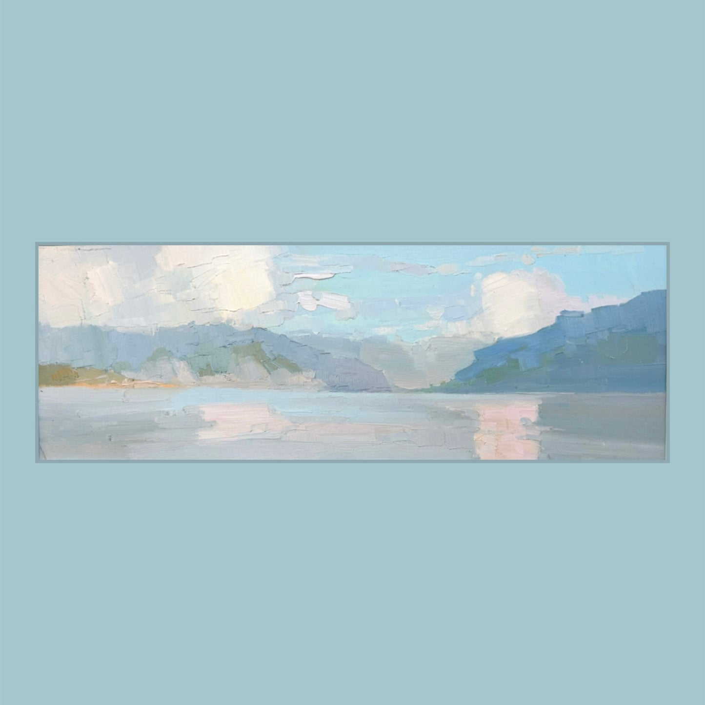 Clouds above Léman, view from Pully Temple, 10 May 2025. 12.5x36 cm