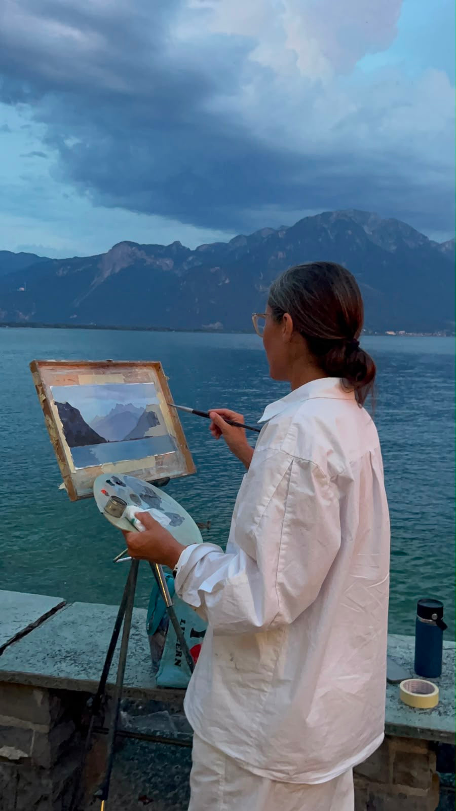 * Dents du Midi before rain. Montreux. 10.07.2026. 18x34.5 cm