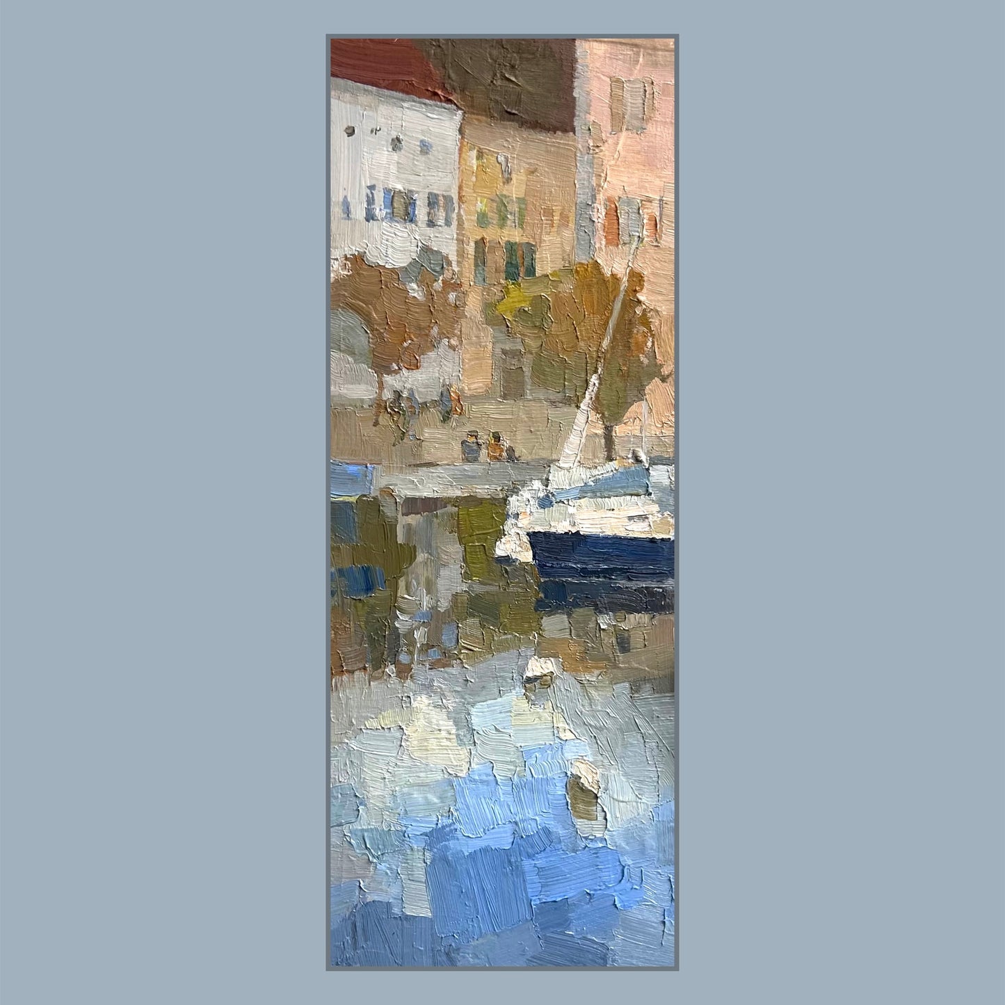9th October. Port de Lutry. Reflections and clouds. 10.5x26.5 cm