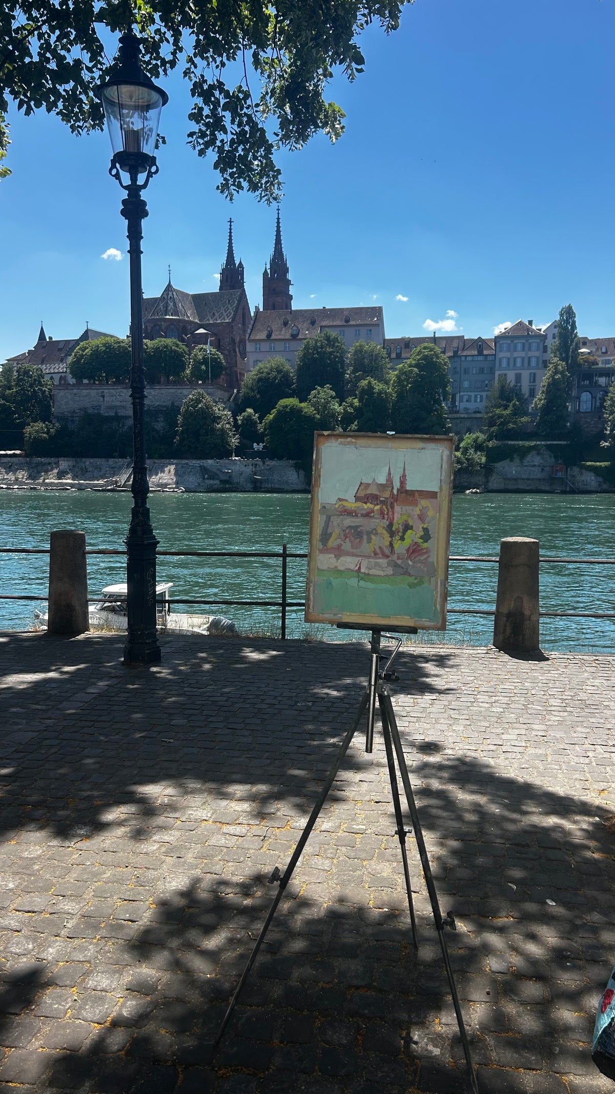 ! Cathedral de Bâle. River with swimmers. Art Basel days. 18.06.2026. 26x37 cm