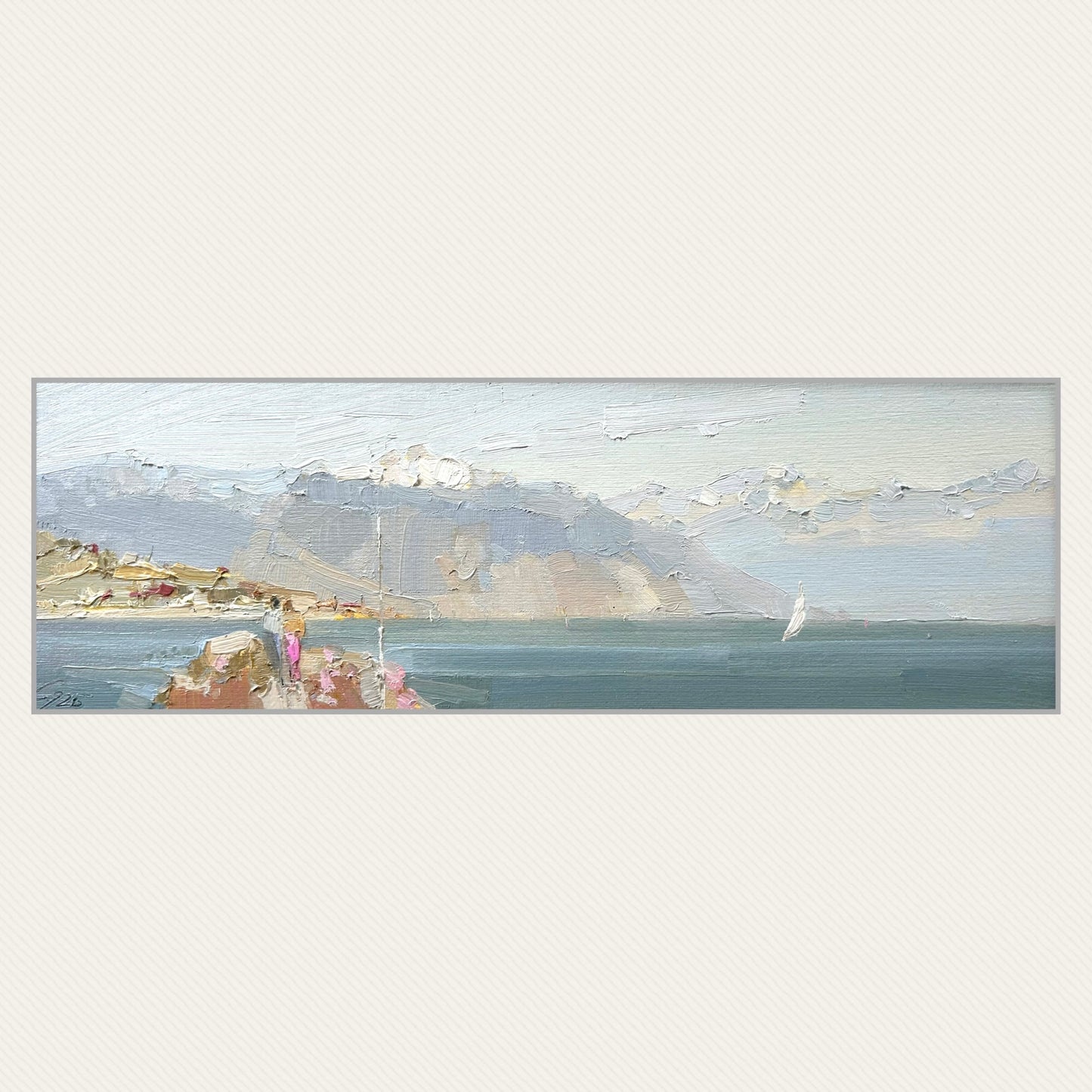 Couple on the pier, Lutry port. 10 April 2025. 12x37 cm