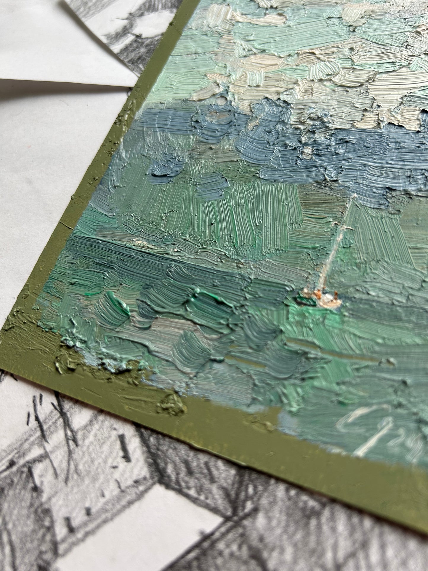 Lonely Boat. Studio etude. 9x18cm