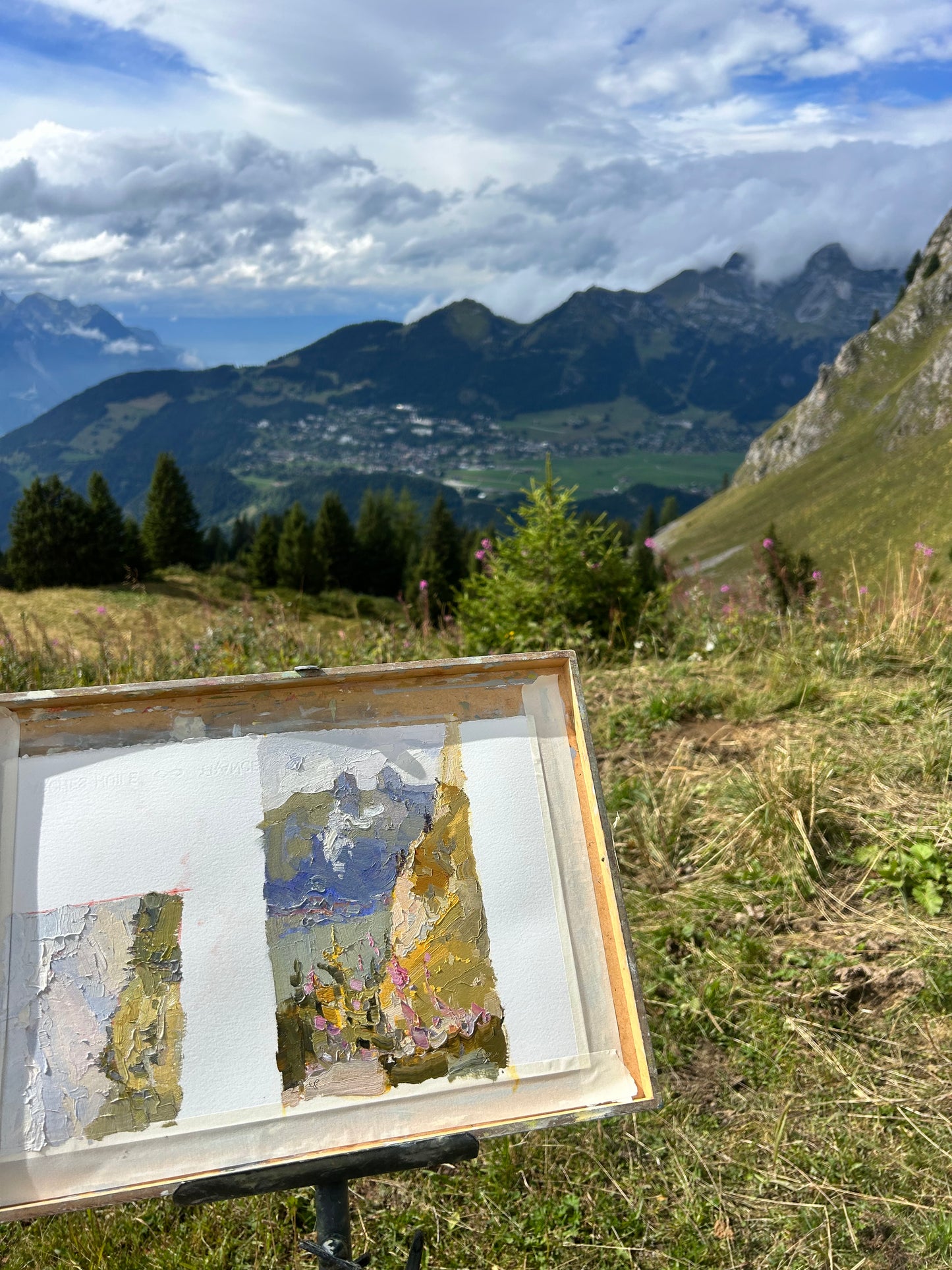 *Tour d'Aï et Tour de Mayen, view from Roc d'Orsay, 29.08.2025, 13.5x22.5 cm