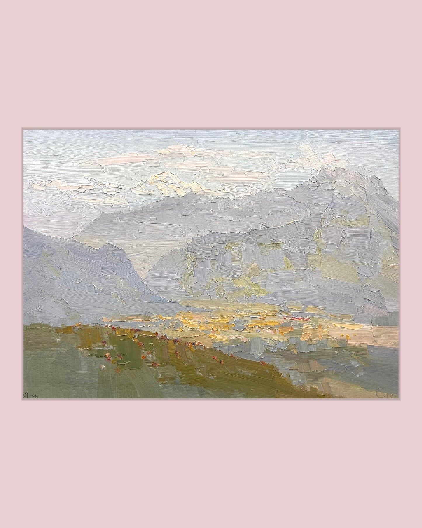 View to valley from Grand Chamossaire, hot June. 29.06.2025.  26х36 cm