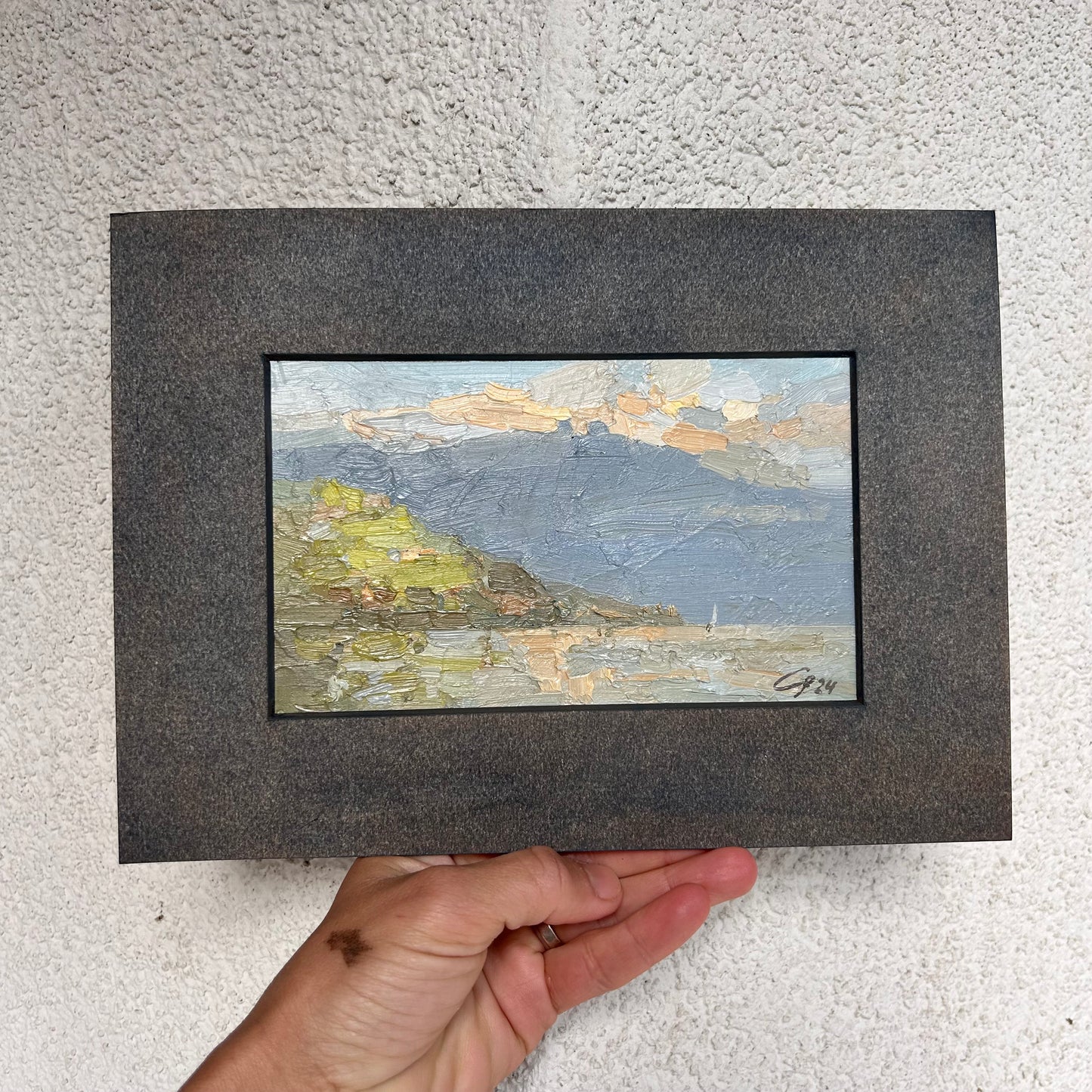 Cloudy evening in Lutry port. 9x16cm