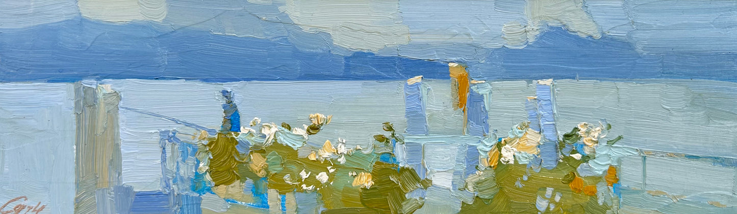 Flowers are welcoming in Lutry port. 8x28cm