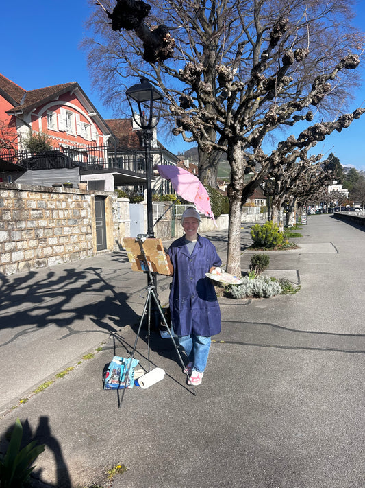 ! Magnolia blooming, Lutry plage, March, 19, 2026. 11x36 cm.