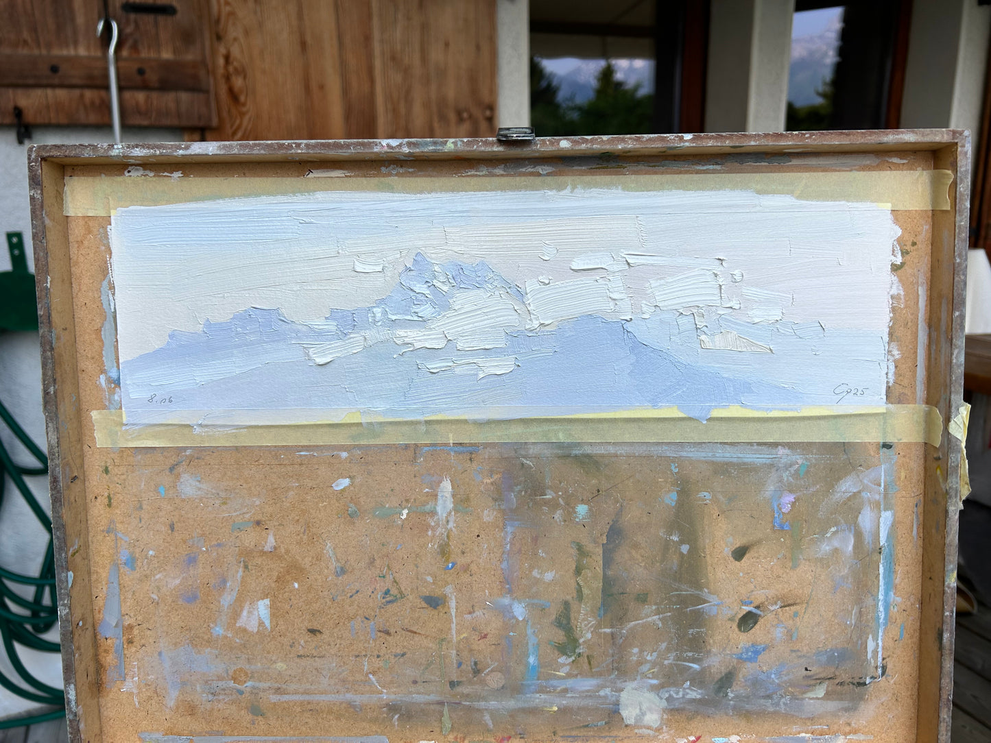 Dents du Midi at foggy days (Canadian fog). 8 June 2025. 9x37 cm