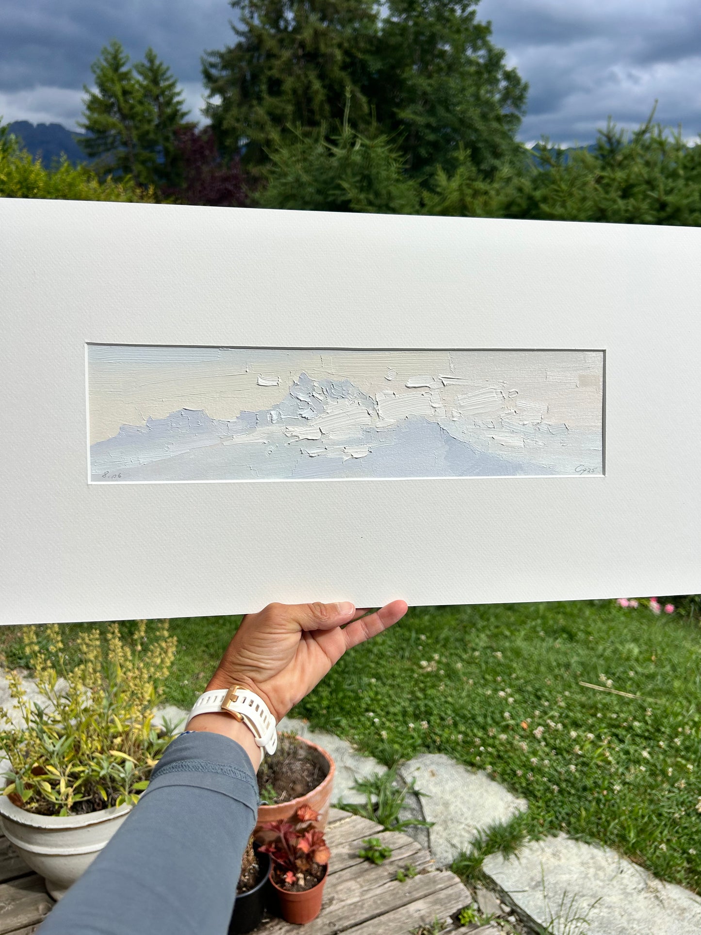Dents du Midi at foggy days (Canadian fog). 8 June 2025. 9x37 cm