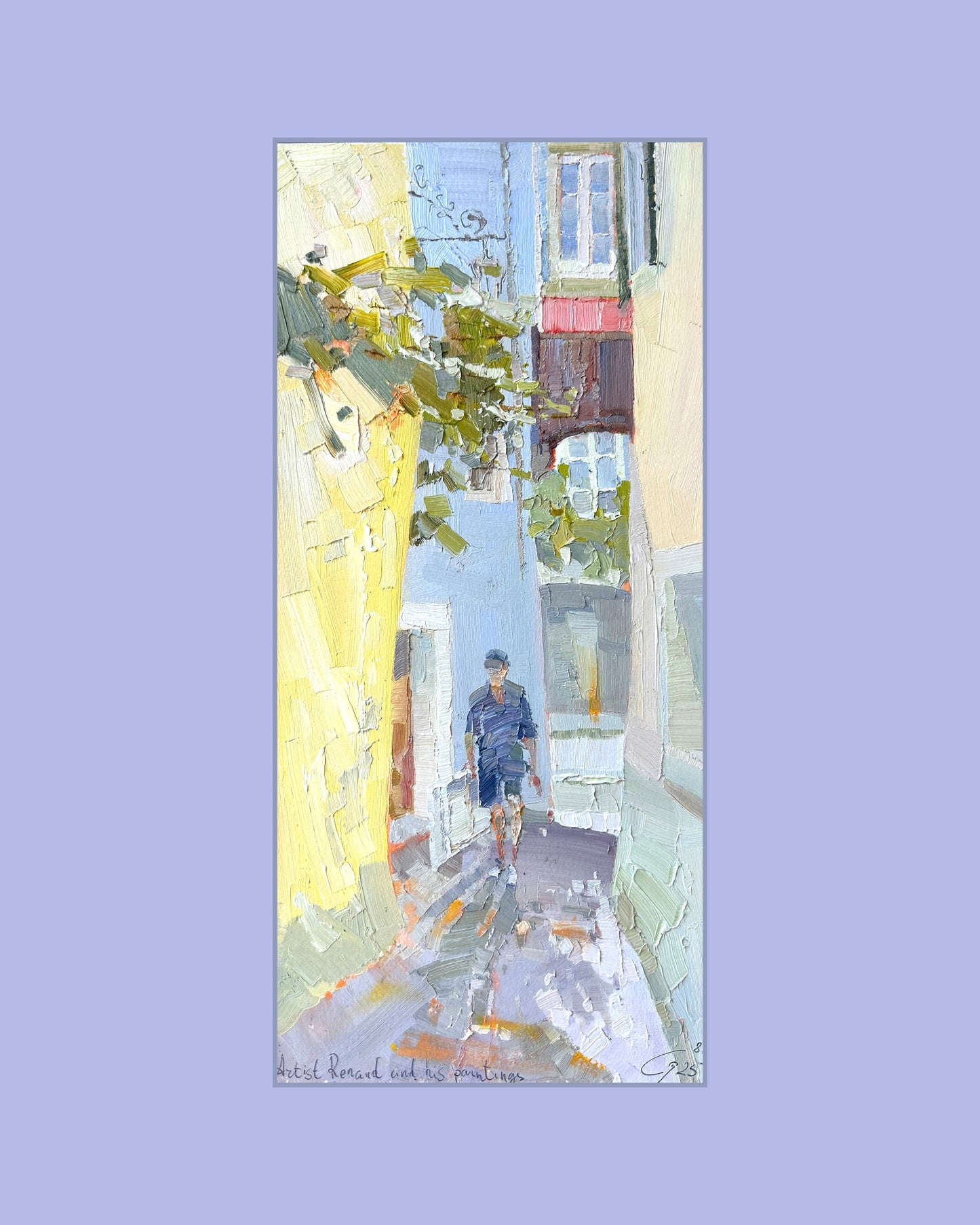 0 Artist Renaud in Lutry with his painting. 08.06.2025. 17x36.5 cm