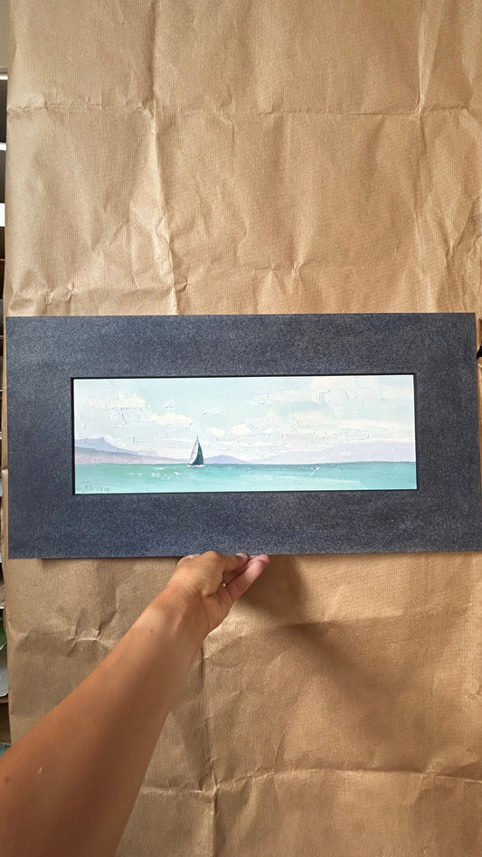 ! Sailing in Léman, clouds and water, 27.07.2026. 13x40 cm