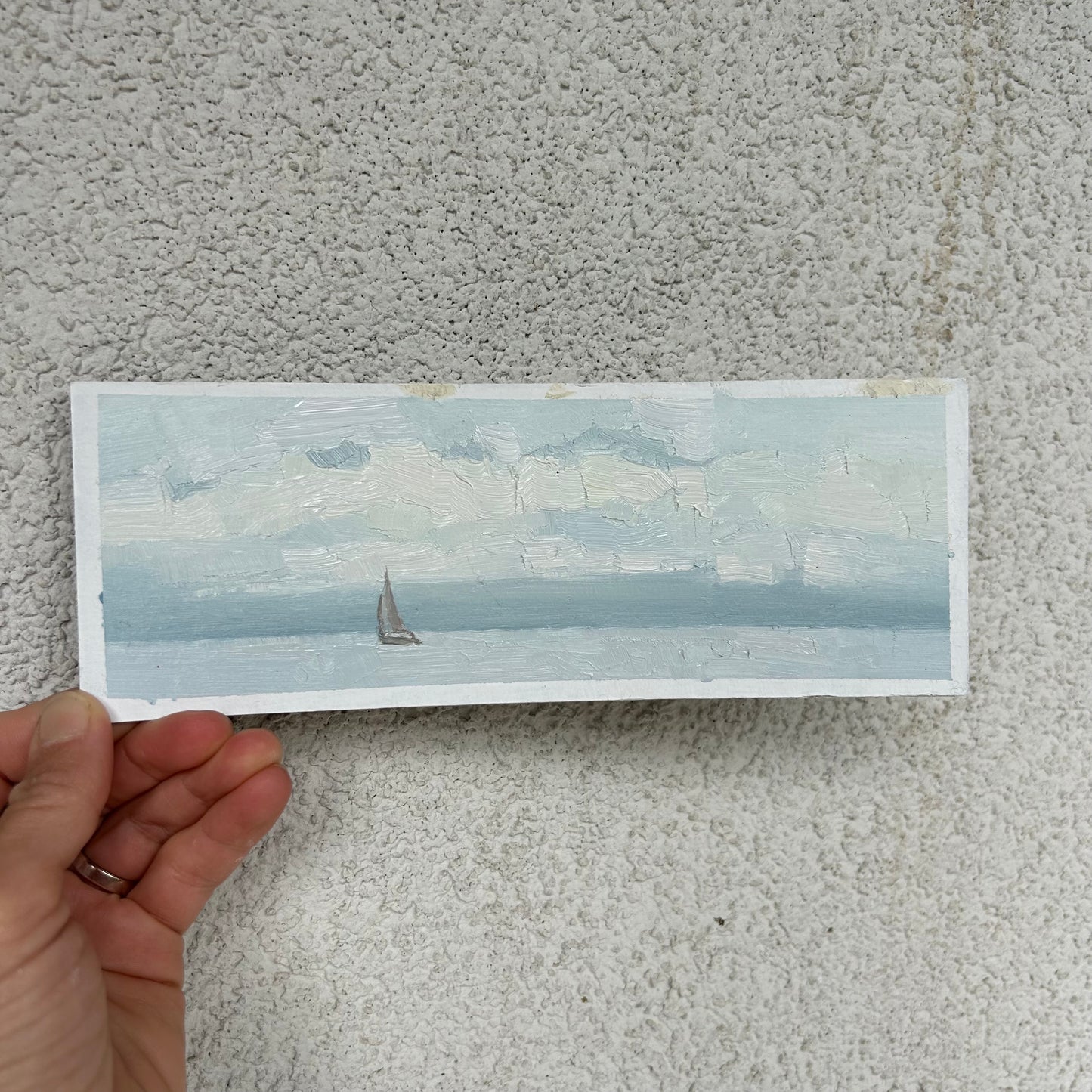 Foggy days in autumn in Léman, Lutry Port. 7x20cm