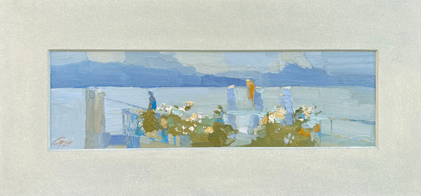 Flowers are welcoming in Lutry port. 8x28cm