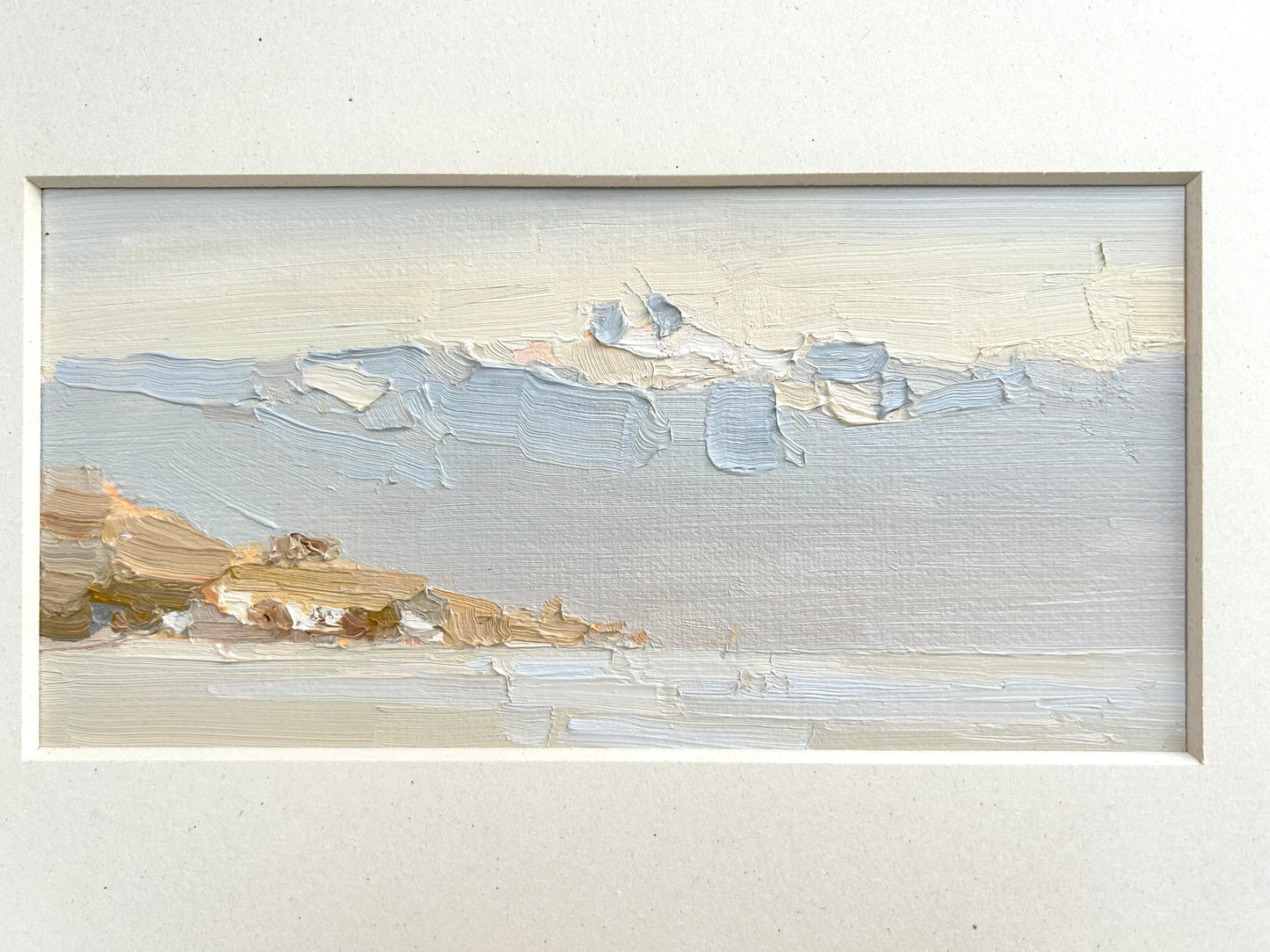 Mild light and fog in Lutry Port by February day. 4.02.2025. 9.5x19.5 cm