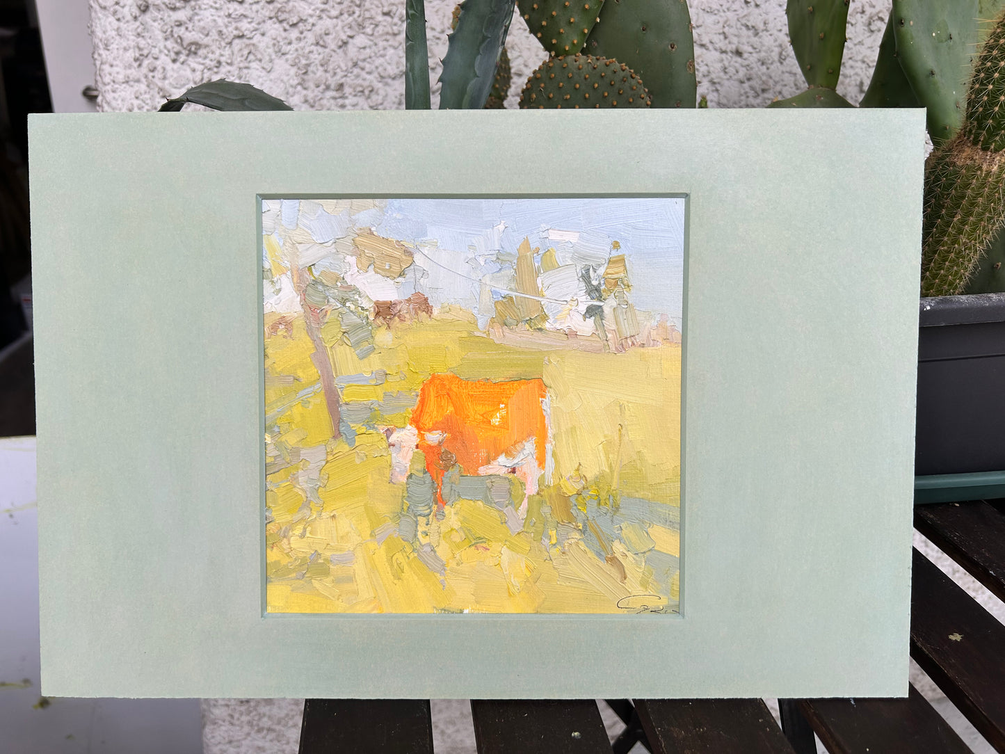 Sunny cow, La Croix sur Lutry. 25 April 2025. 20x20 cm