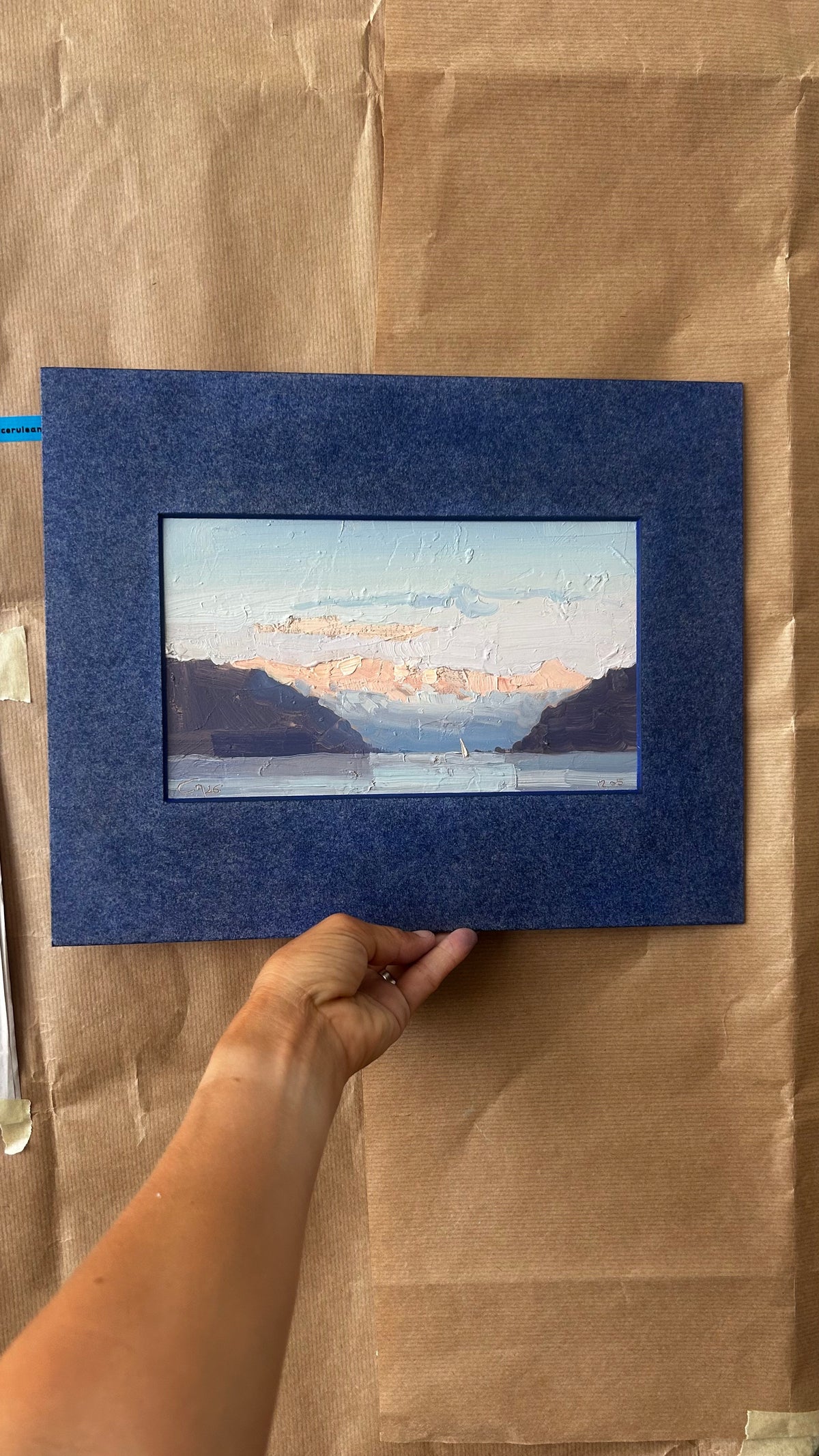 Sunset and Mountains from Lutry | Original Oil Painting