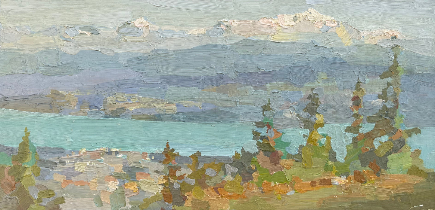 La Barillette. View to Montblanc. 16x34cm