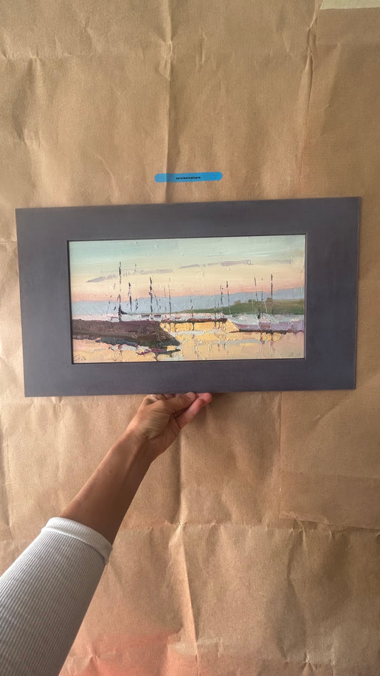 ! Lutry Port. Sunset. Summer light. 28.07.2026. 18.5x35 cm