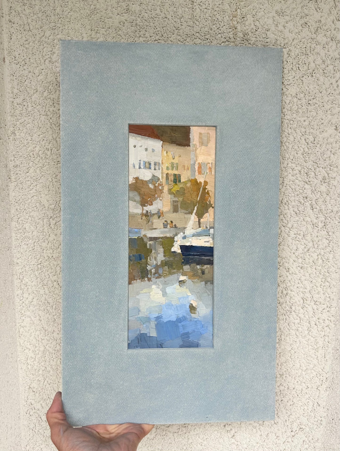 9th October. Port de Lutry. Reflections and clouds. 10.5x26.5 cm