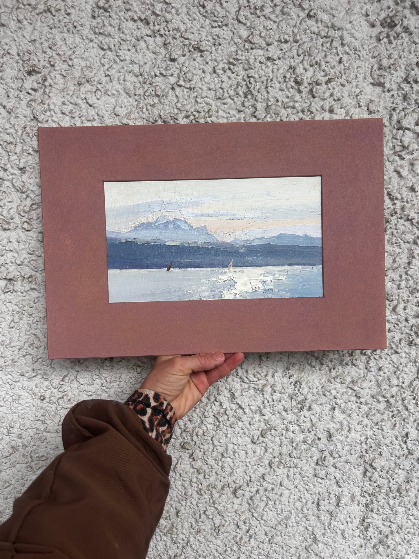 !Blue clouds above the sunset sky, Lutry Port. 12.01.2026. 14x25.5 cm