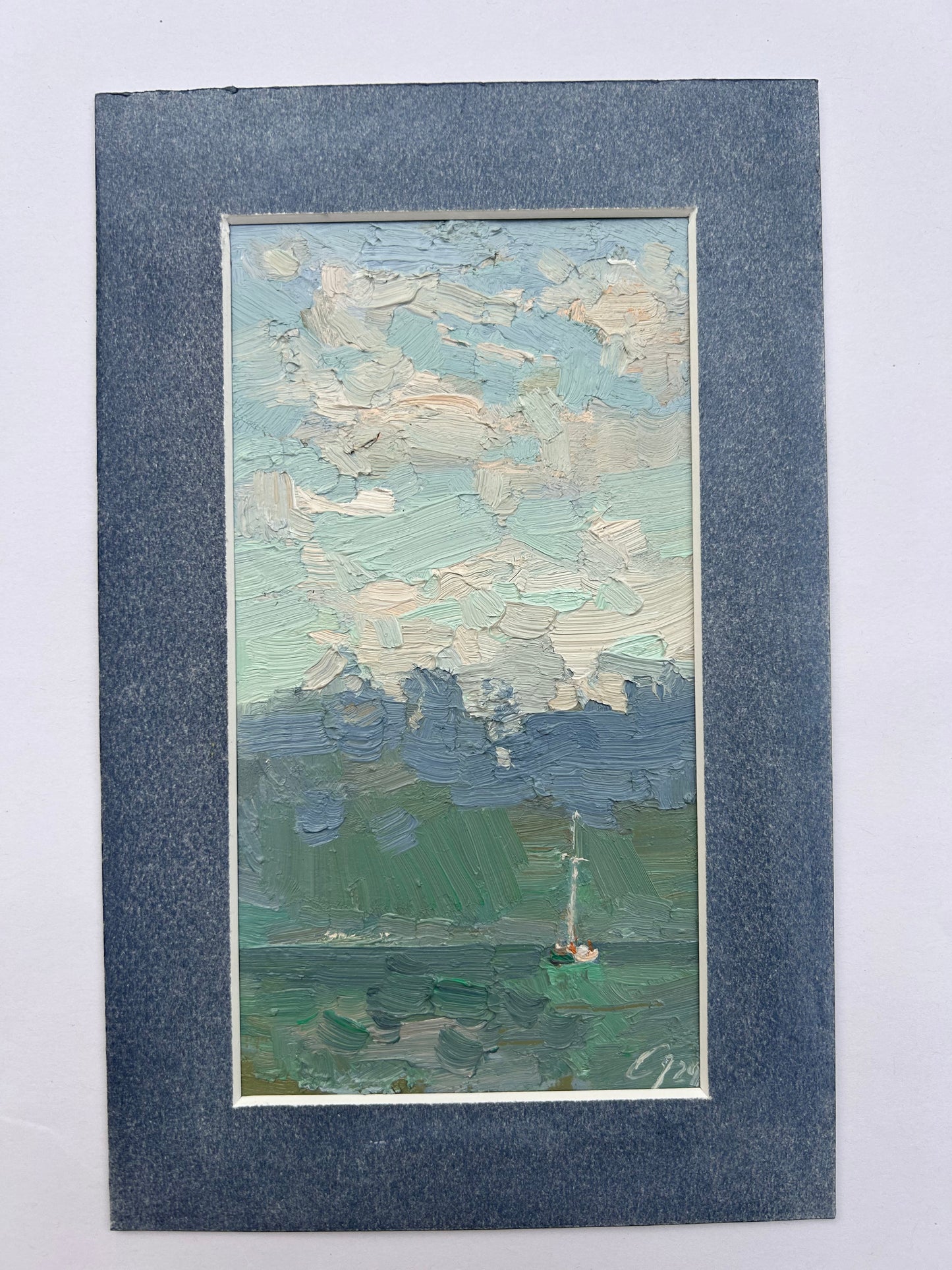 Lonely Boat. Studio etude. 9x18cm