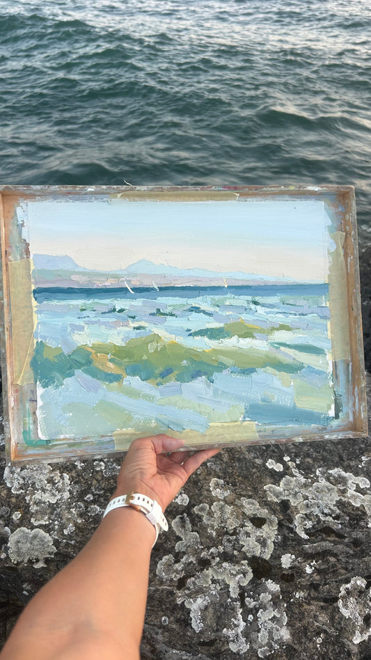 *Waves in summer sunset. Lutry Port. 19.08.2026. 26x35 cm
