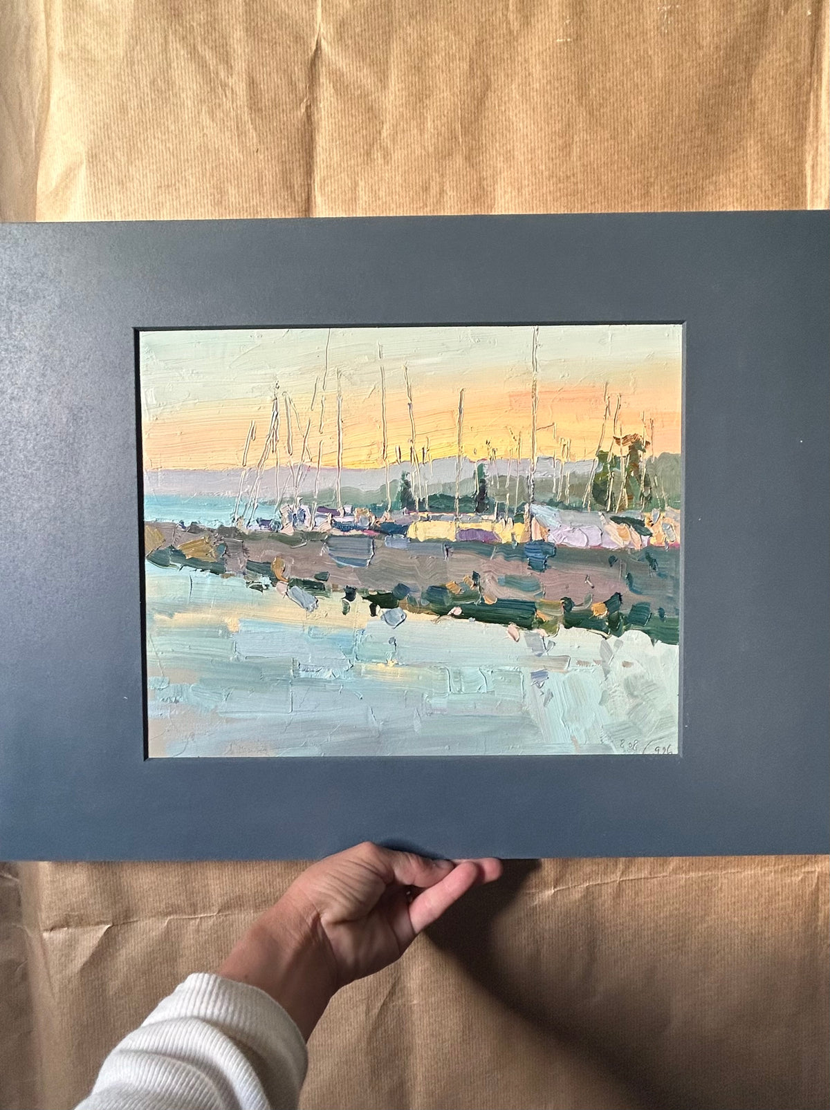 ! Sunset boats. Lutry Port. 8.08.2026. 26.5x34 cm