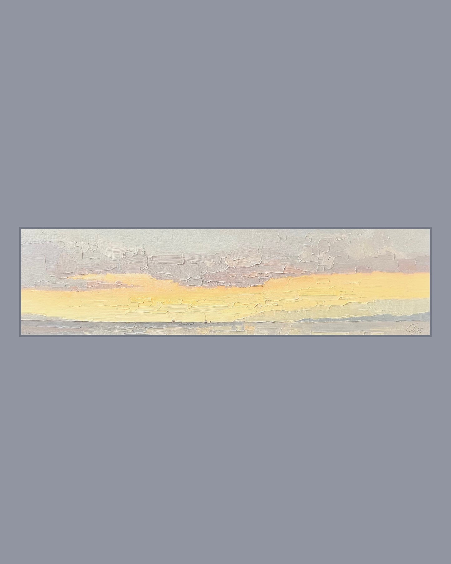 October's sunset clouds in Lutry port. 10.10.2025. 10x38 cm.