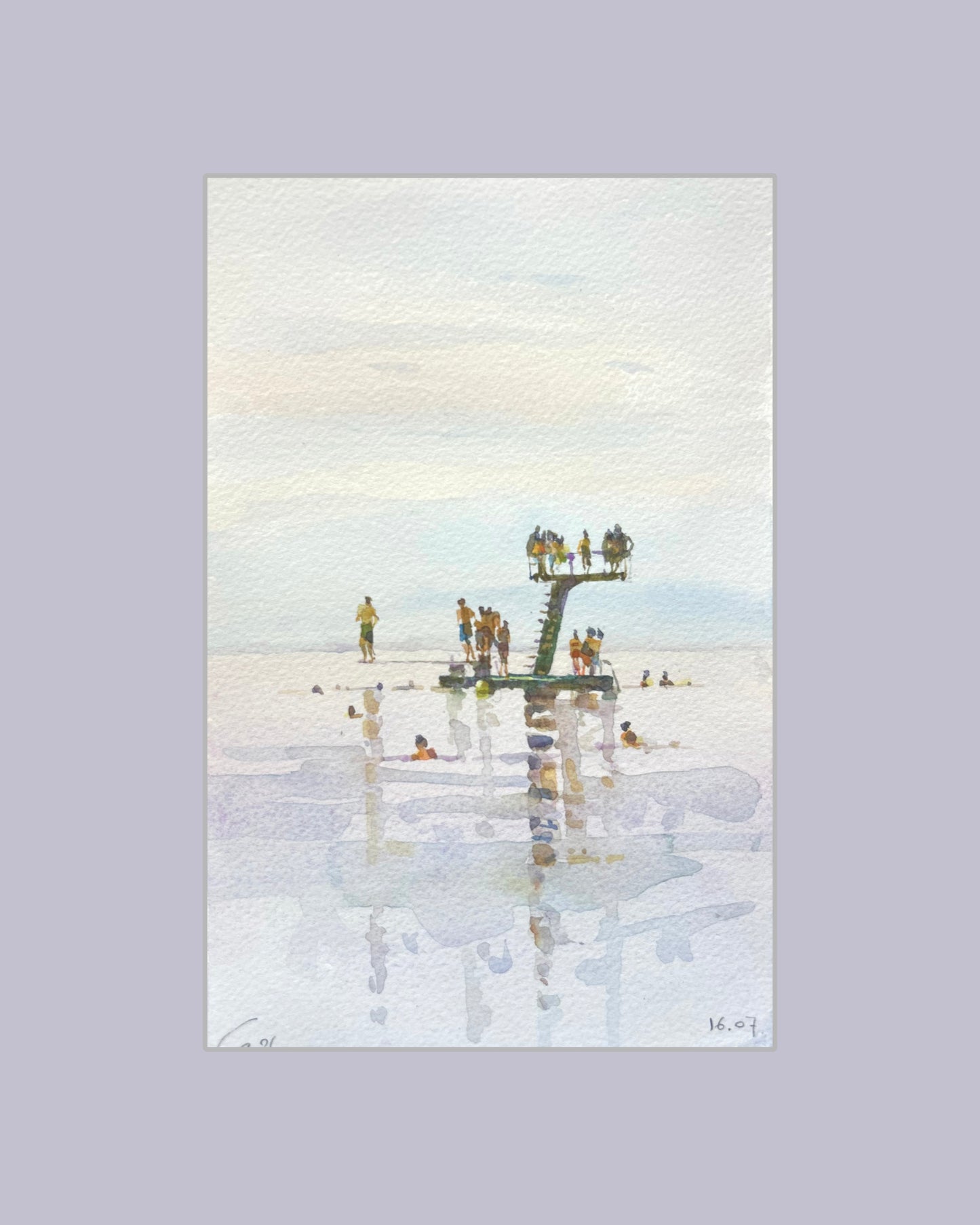 ! Plongeoir Lutry Plage. 16.07.2026, watercolor, 14x22 cm