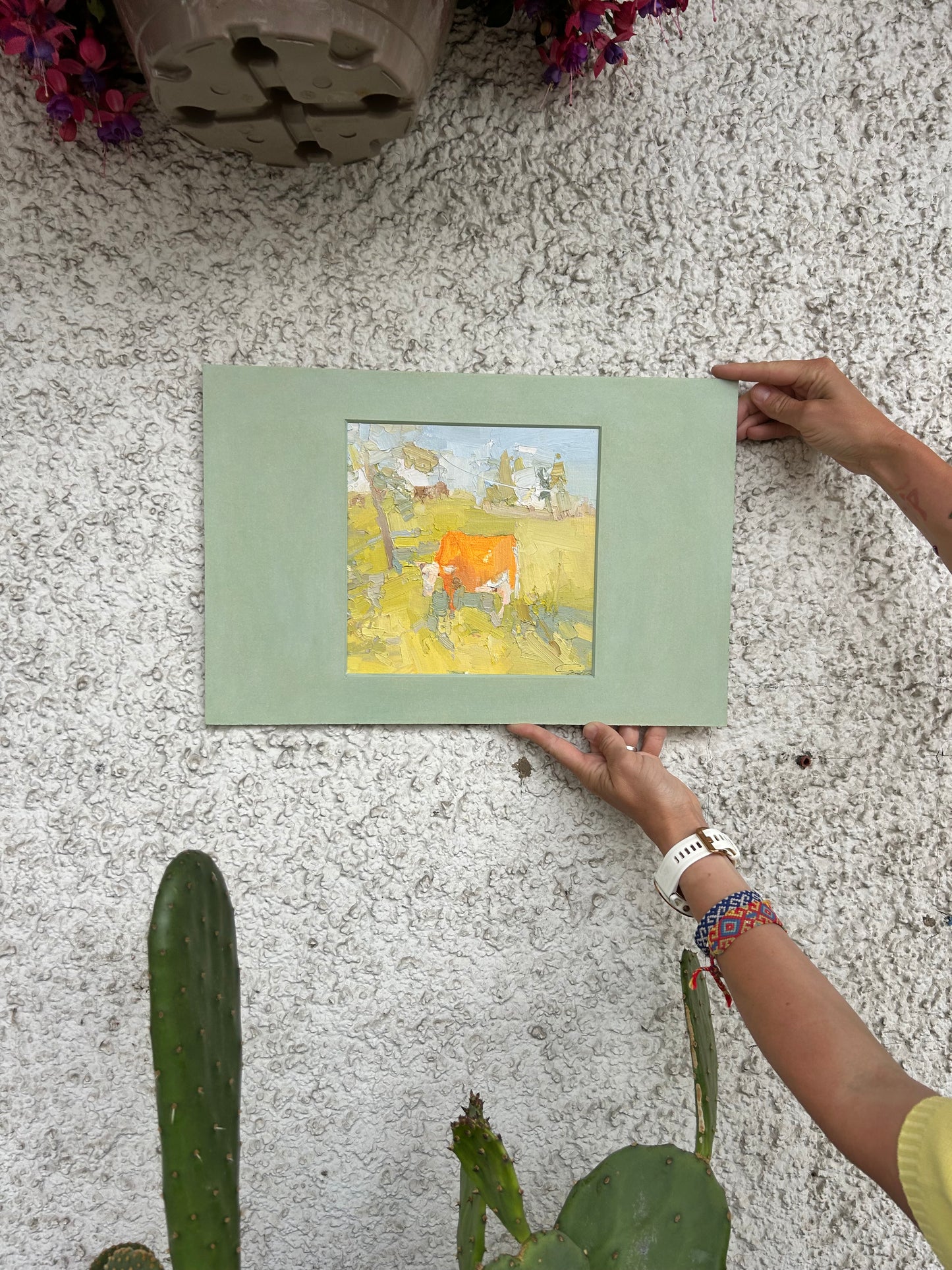 Sunny cow, La Croix sur Lutry. 25 April 2025. 20x20 cm