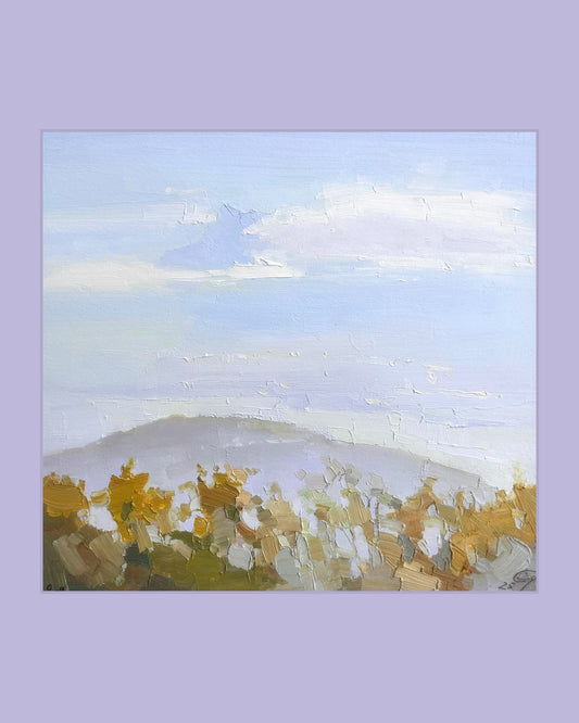 *View from Chesières, Dents du Midi in sunset fog, 30.09.2025. 27x30 cm.