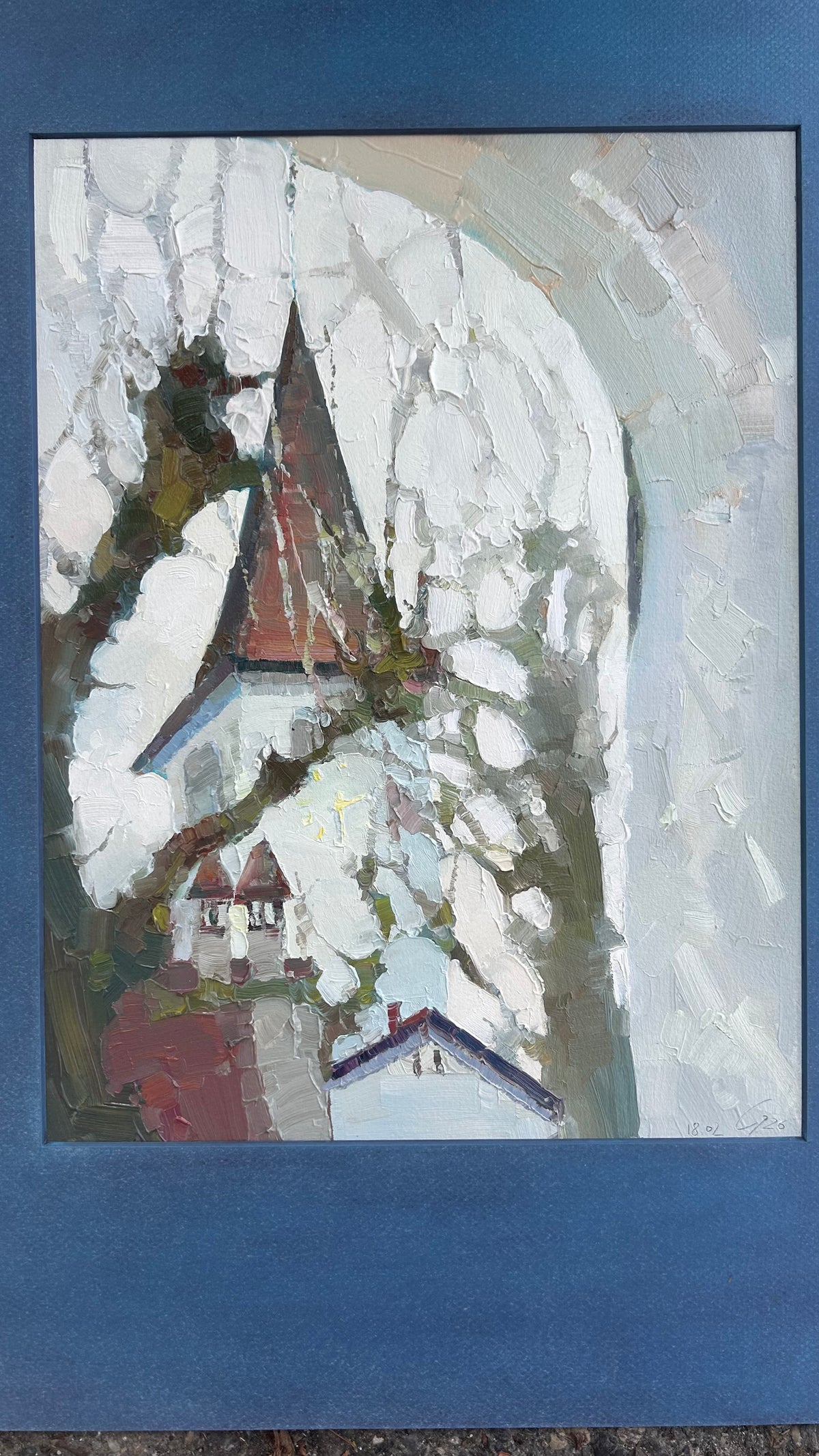 ! Lutry. Temple. Spring is coming. The arrows are blinking in the sunset light. 18.02.2026. 27x36 cm.