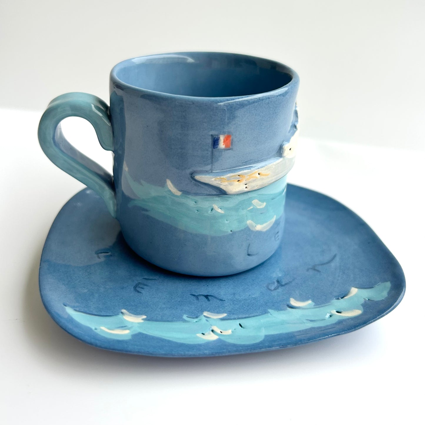 00_Cup 6cm x 5.5 cm diameter, with plate, « Blue Léman » série