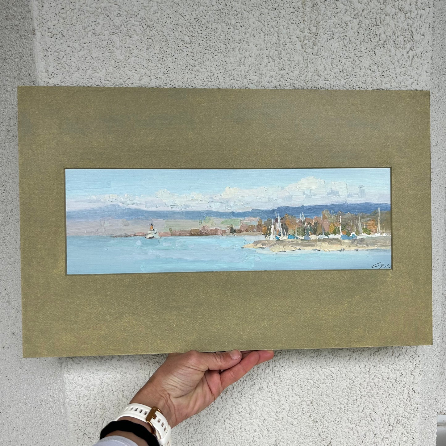 Clouds like sheeps above Léman and Belle Epoque. 23.03.2025. 12x37 cm