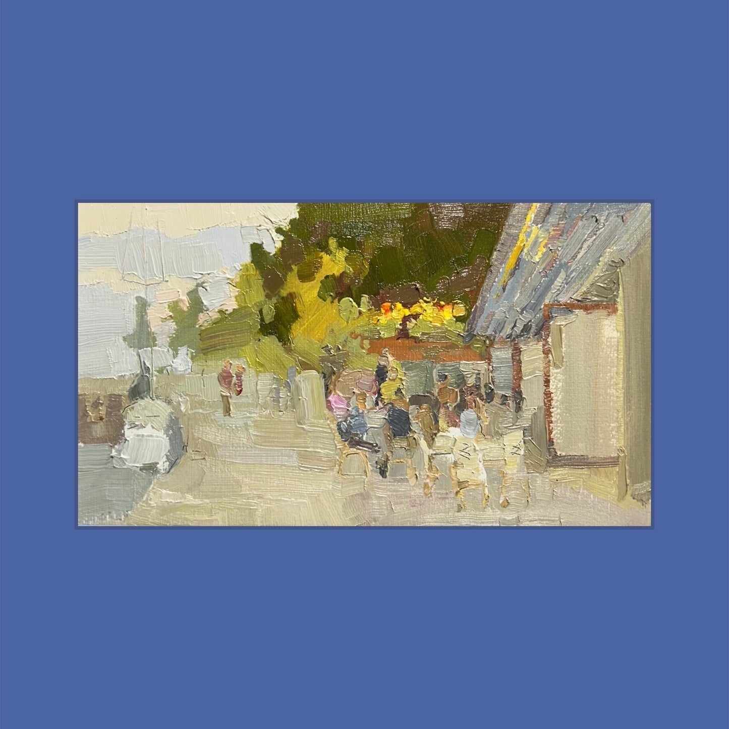 29 April. Sunday lights in the Terasse restaurant. Lutry. New Port. 14x25 cm