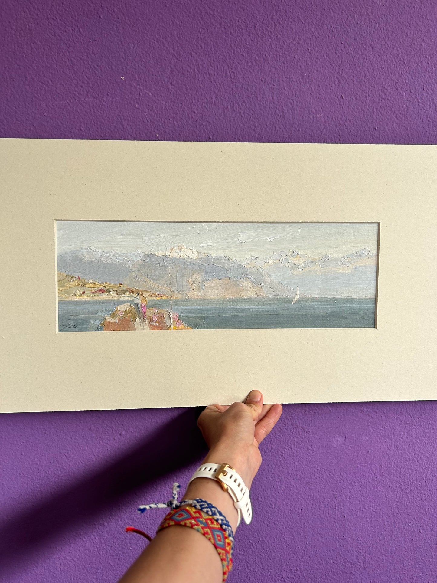 Couple on the pier, Lutry port. 10 April 2025. 12x37 cm