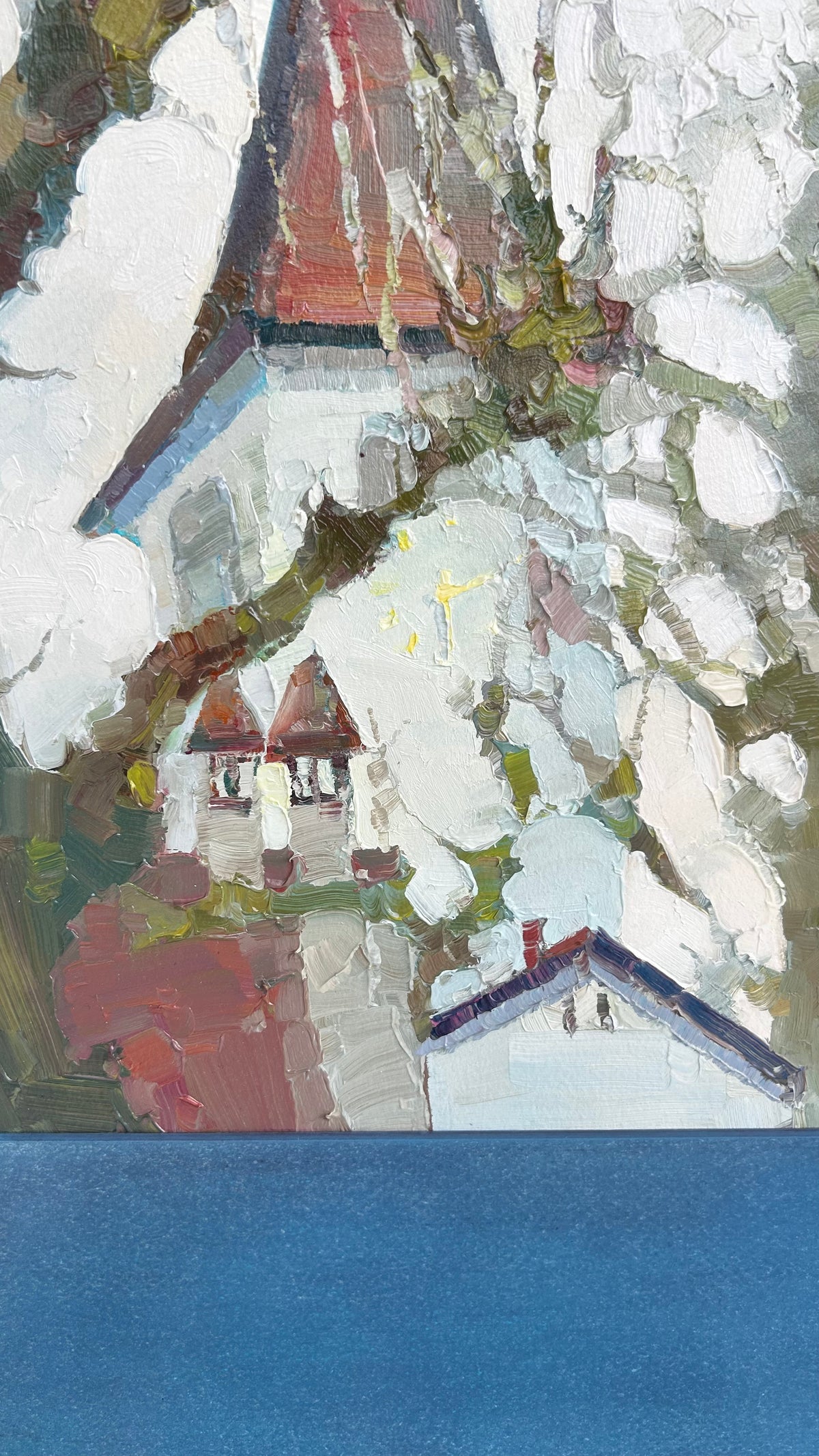 ! Lutry. Temple. Spring is coming. The arrows are blinking in the sunset light. 18.02.2026. 27x36 cm.