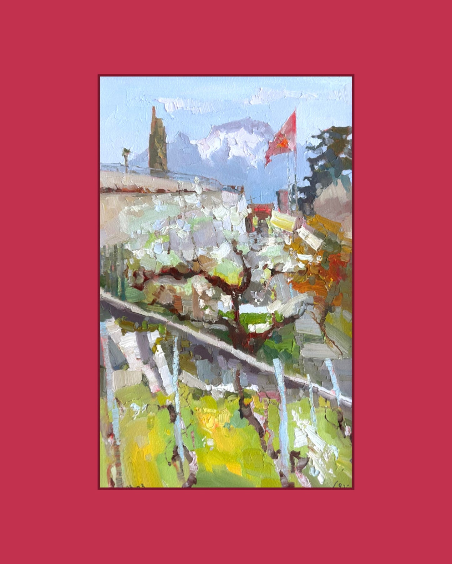 Frühlingsfest. Blüte und Weinreben in St. Saphorin. 24.03.2026. 22x36 cm