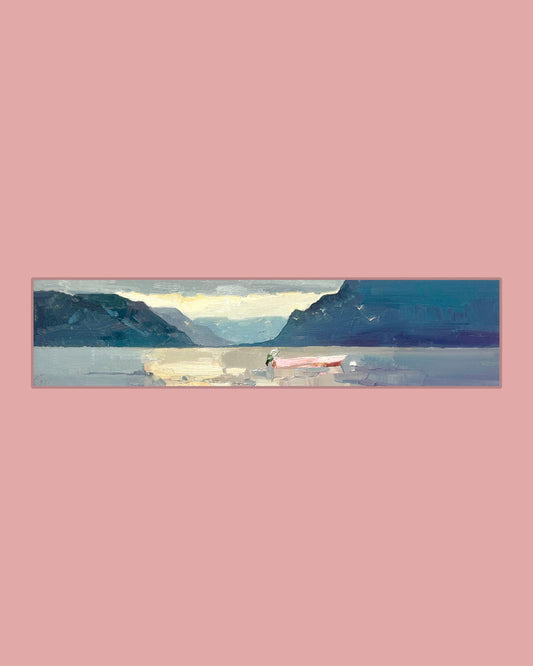 ! Pink boat in the sunset, St. Saphorin. 9.06.2026 8.5x36.5 cm