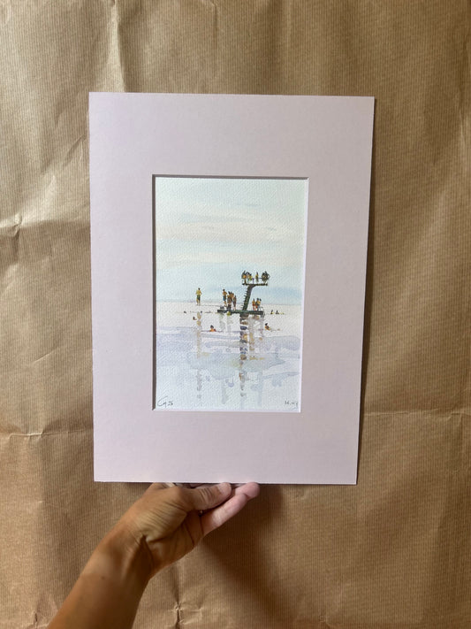 ! Plongeoir Lutry Plage. 16.07.2026, watercolor, 14x22 cm