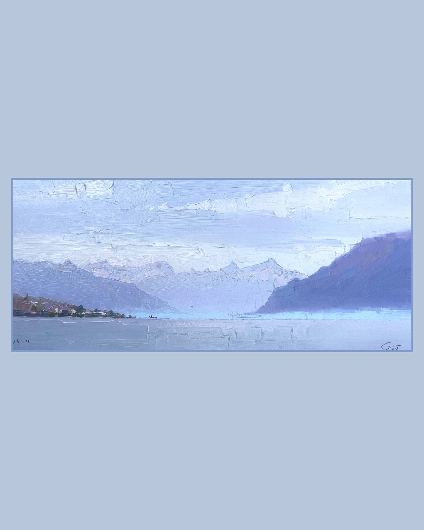 *Fog above Léman in November. 14.11.2025. 15x35 cm.