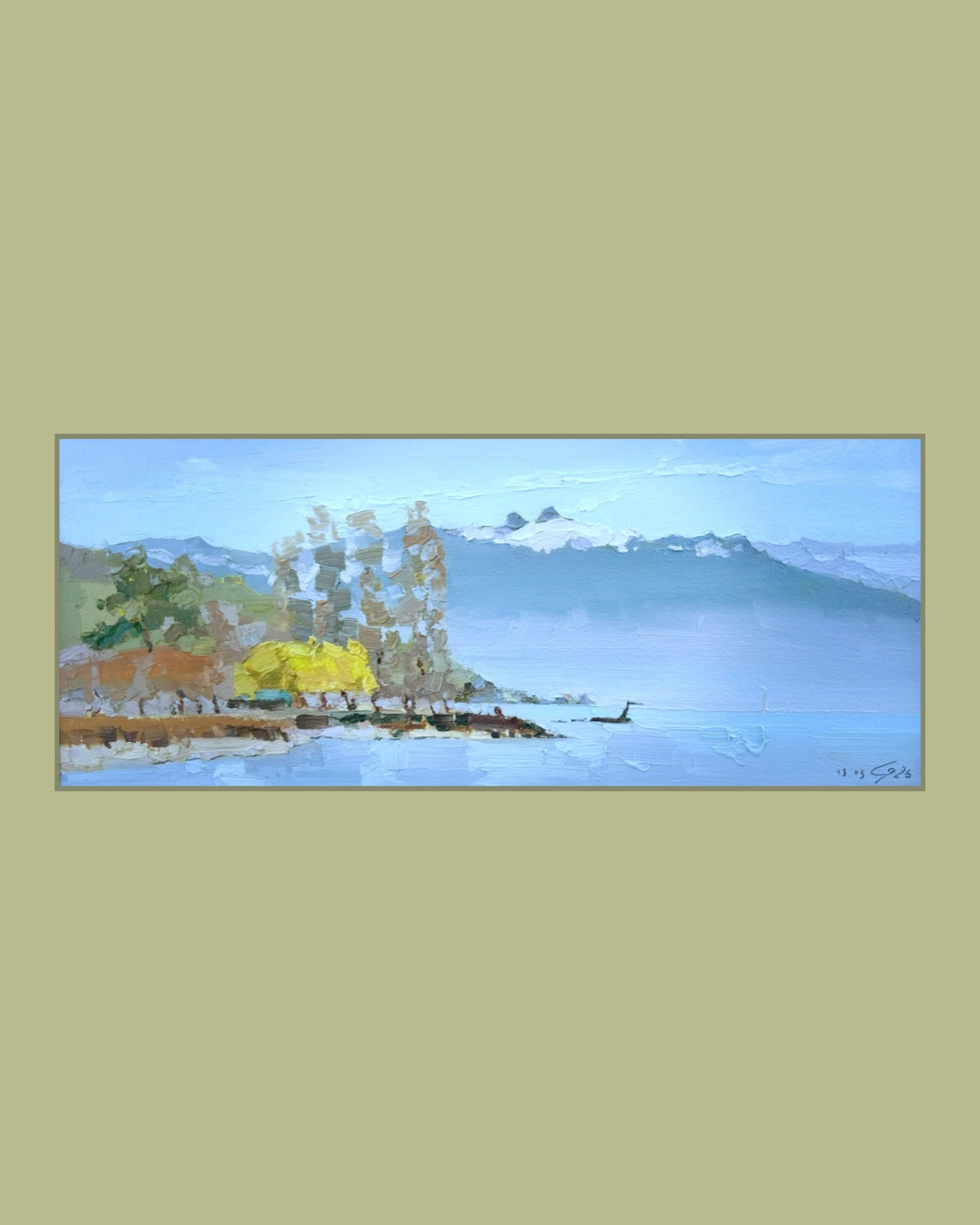 Klassische Ansicht von Lutry im Frühling. 13.03.2026. 15x36 cm