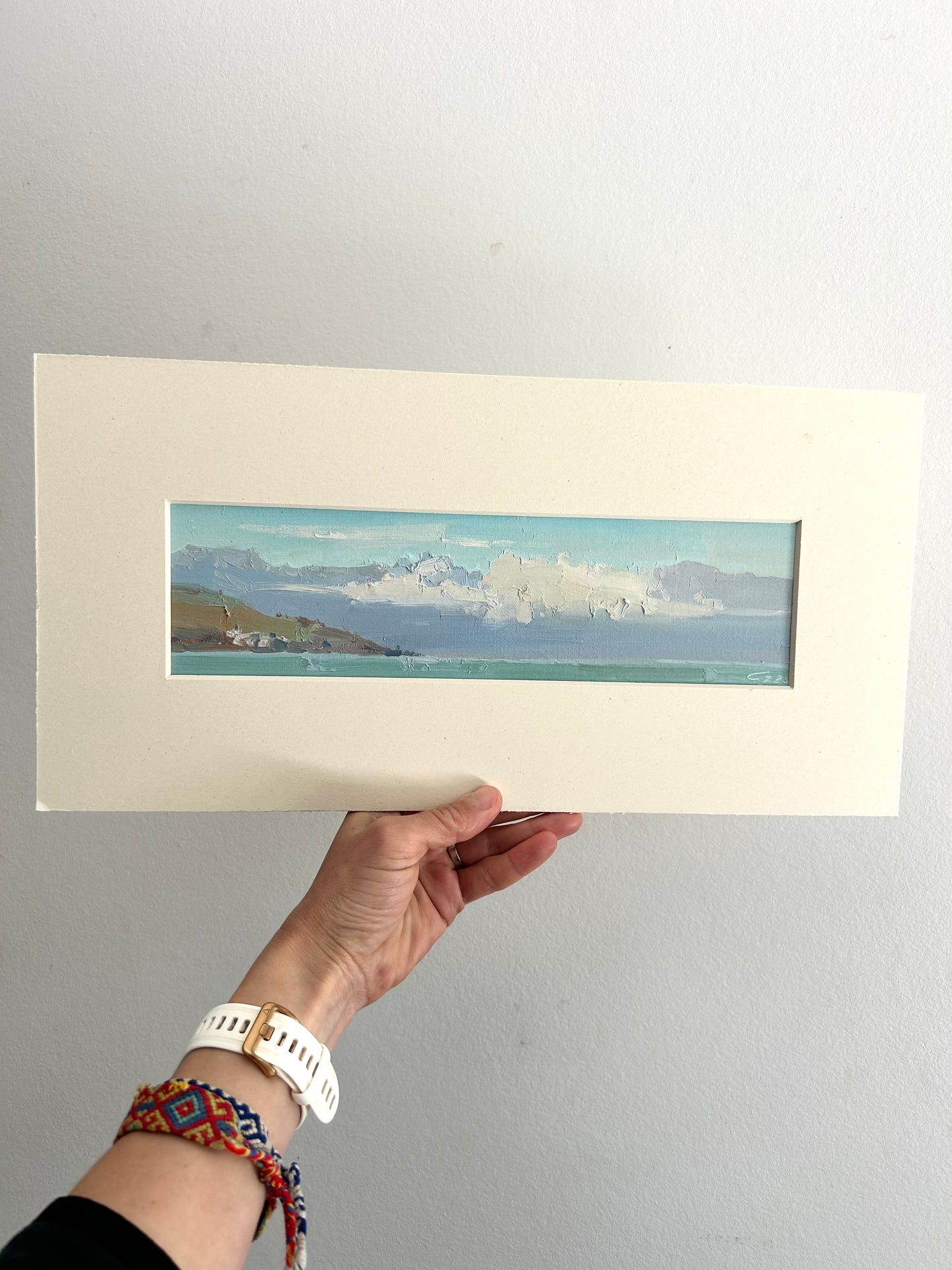 Clouds in front of the mountains. Winter, Lutry port. 29.01.2025. 7.5x28.5