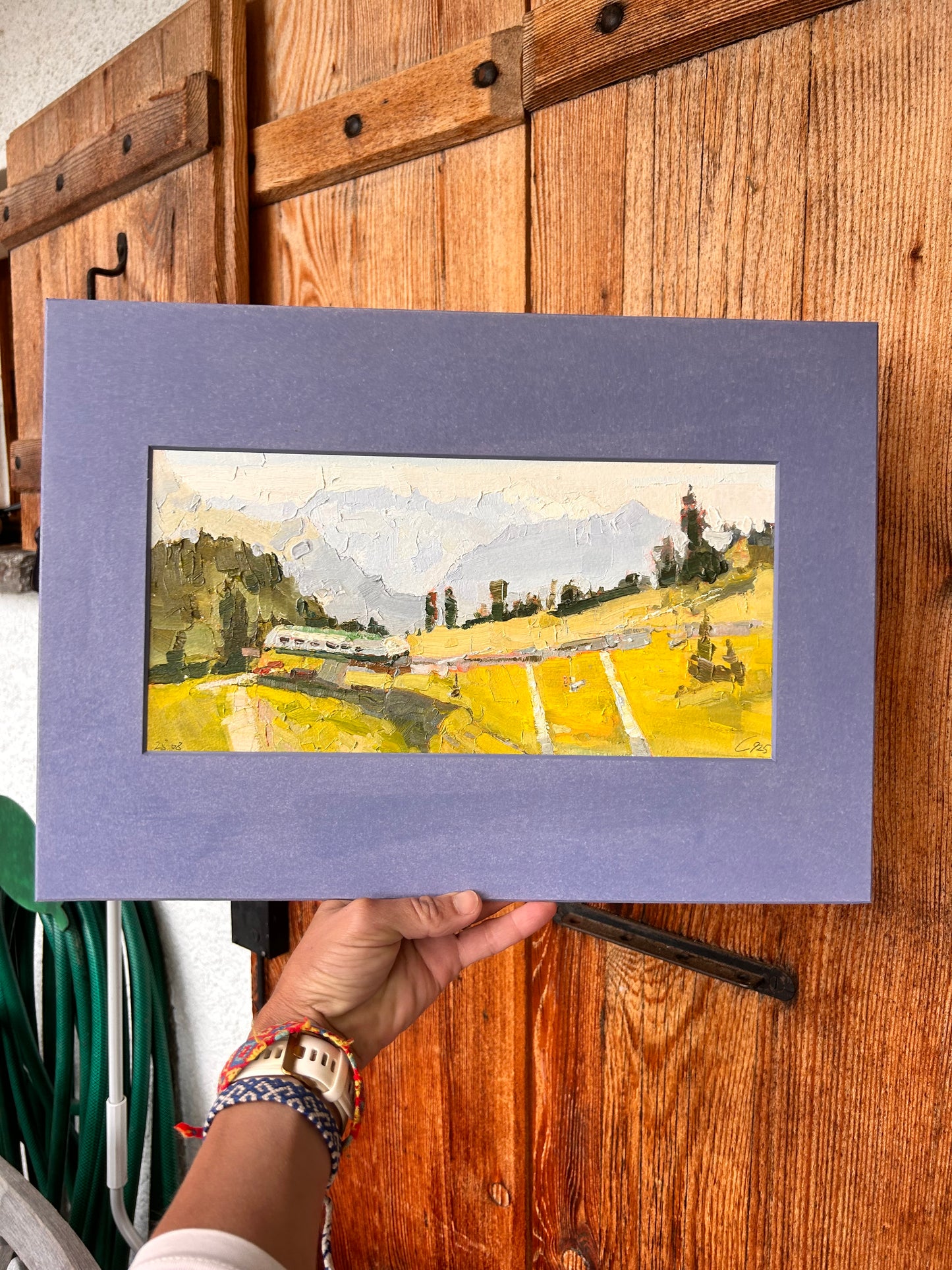 Bretaye. View from the bench at the train station. End of summer. 25.08.2025. 14.5x30.5 cm