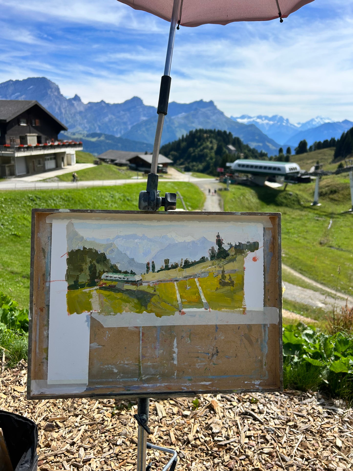 Bretaye. View from the bench at the train station. End of summer. 25.08.2025. 14.5x30.5 cm