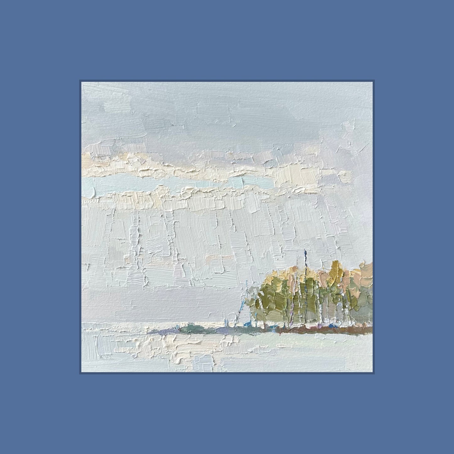 Light through the clouds. View from parking of Lutry Plage. 26.06.2025. 20.5x20.5 cm